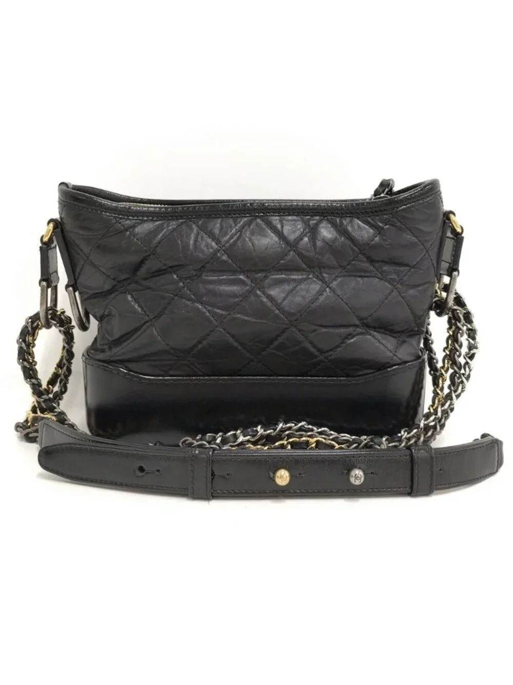 Chanel Gabriel Chain Shoulder Bag Leather Black